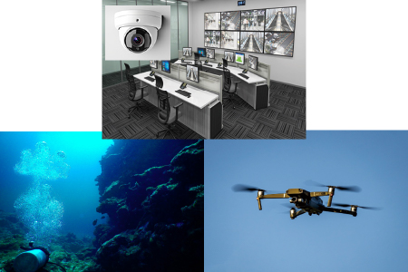 現場写真(監視センタ、海中、ドローン)